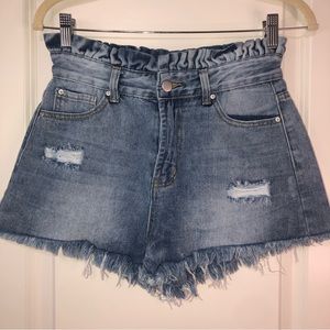Hayden Paper Bag Ruffle Denim Jean Shorts Size Small